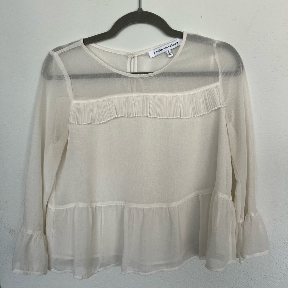 Ivory Ruffle Peplum Cupcakes and Cashmere Blouse (S)